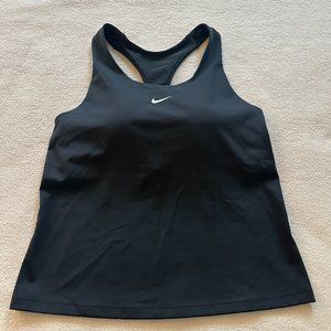 Nike black tank top with built in shelf bra, black, size medium